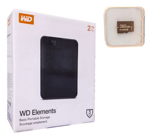 Elements Portable 2tb + Micro Sd 32gb De Regalo Negro