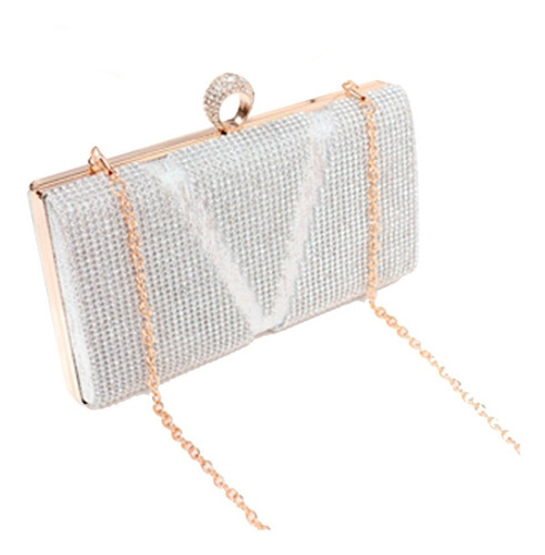 Cartera De Mano Plateada Para Mujer Mod6 Elegante  - Noche 