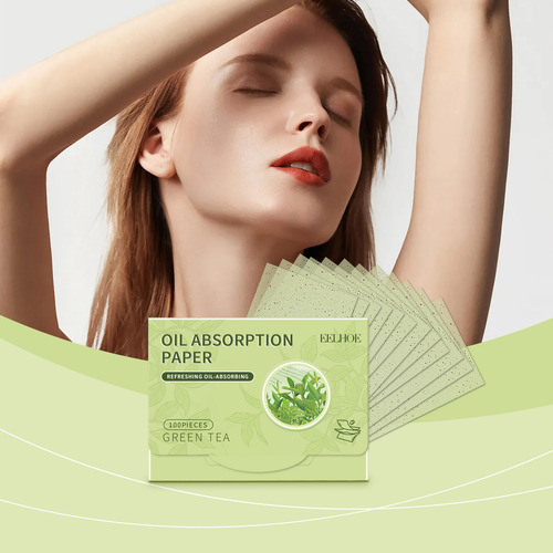 Papel Secante De Aceite Para Rostro, 100 Hojas, Aceite De Té