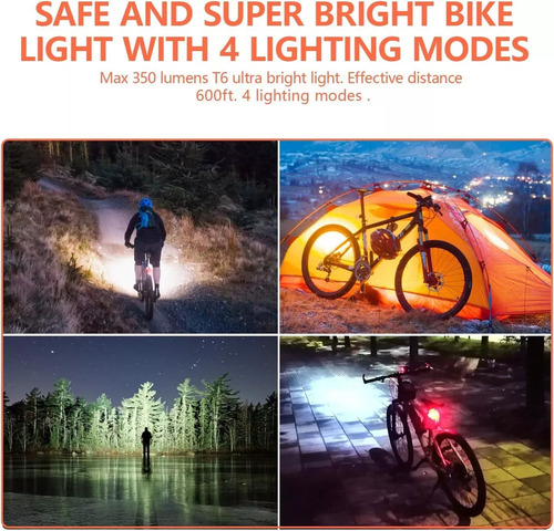 Faro De Bicicleta Con Bocina Luz De La Cola Energía Solar
