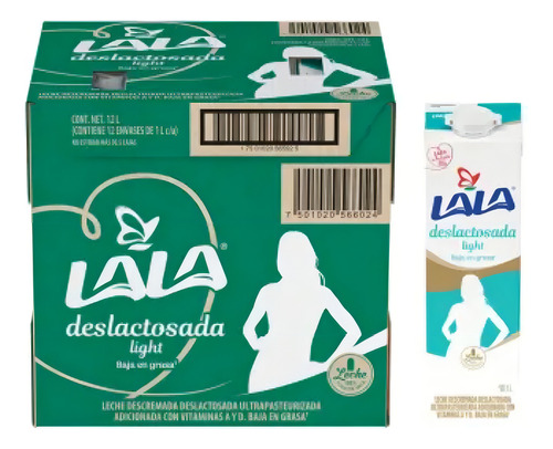 Leche Deslactosada Lala Light 12 Pzas 1 L C/u
