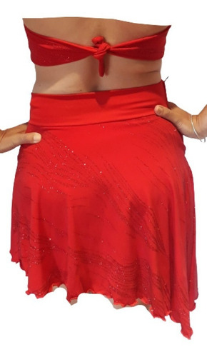 Traje Ropa De Baile Latino Rumbera Salsa Pollera Top