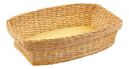 Cesta Retangular Em Vime Trabalhado G G - 39x26 Cor Marrom