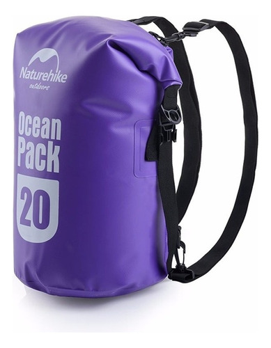 Bolsa Seca Tula Impermeable 20l Doble Correa Naturehike Color Purpura