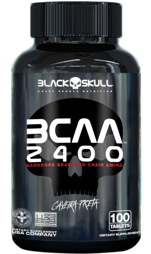 Bcaa Black Skull - 2400 - 100 Tabletes - Ganho De Massa