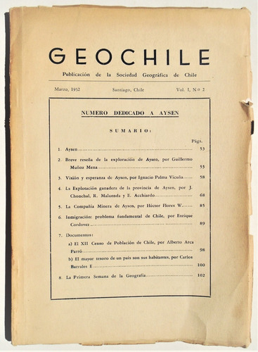 Revista Geochile Aysen Patagonia 1952