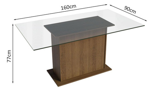 Sala De Jantar Mesa Tampo De Vidro 4 Cadeiras Espanha Madesa Cor Rustic/preto