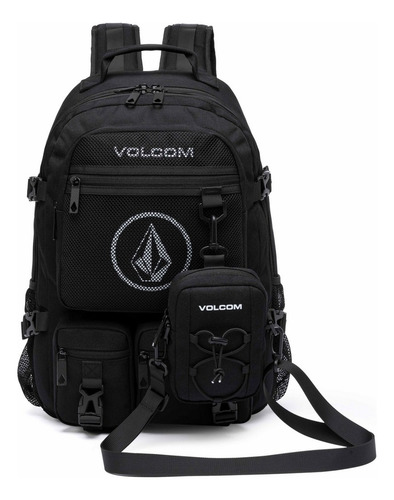 Mochila Bolsa Trabalho Masculina Espaçosa Resistente Cor Preto Desenho Do Tecido Liso