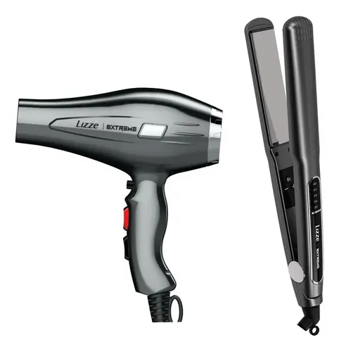 Kit + Prancha Lizze Extreme 480°f Cor Cinza