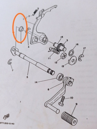 Imagen 3 de 4 de Buje O Rodillo Pedal De Cambio Dt175 Yamaha