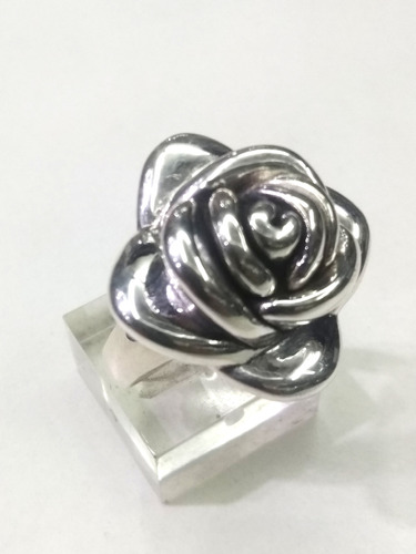 Anillo Rosa Plata Inflada