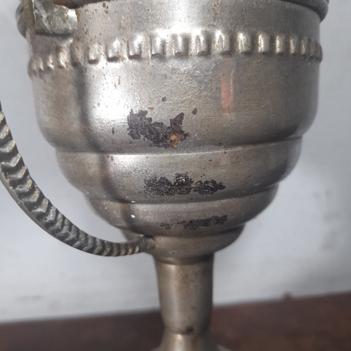 Imagem 6 de 10 de Troféu Antigo Metal Ferro Folheado Prata 1969 Marcas De Uso