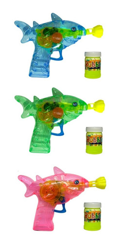 Imagen 2 de 9 de Pack X 3 Burbujeros Forma De Pez Con Luz Juguete