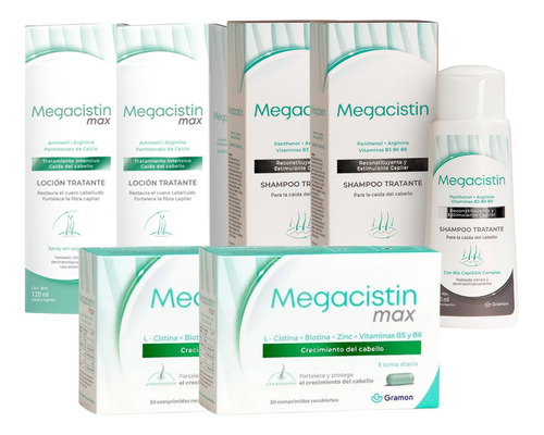 Megacistin Combo 2 Comprimidos Max X30 +2 Shampoo +2 Locion