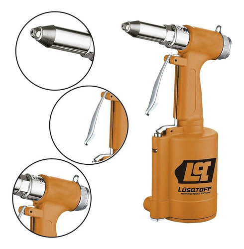 Imagen 3 de 10 de Remachadora Pop Neumatica Pesada De 2,4 A 5 Mm Lusqtoff