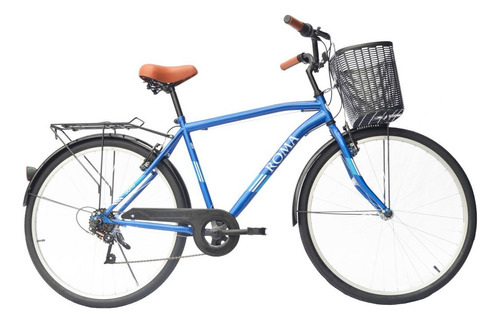 Bicicleta paseo masculina Roma Uomo City R26 6v color azul con pie de apoyo