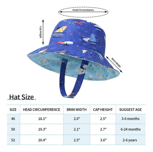 Sombrero De Sol For Bebé, Estampado Reversible