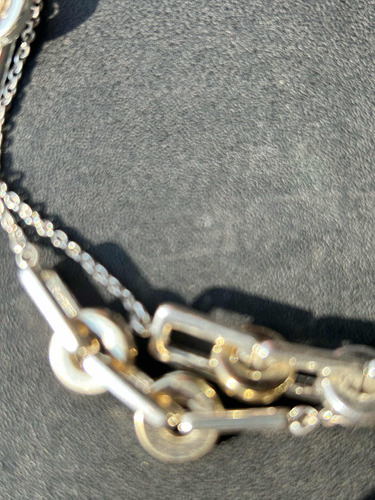 Collar Gargantilla Doble De 115 Cm De Largo Plateado Dorado