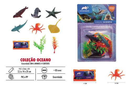Kit 6 Miniaturas Oceano Fundo Do Mar + 4 Acessórios Sortidos
