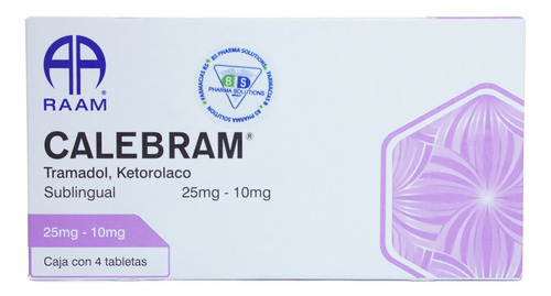 Calebram Tramadol Ketorolaco 25/10mg C/4tabs Sublingual Raam