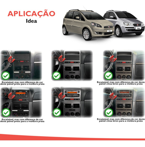 Imagem 8 de 10 de Moldura De Painel 2 Din Multimidia Dvd Mp5 Palio Idea Prata