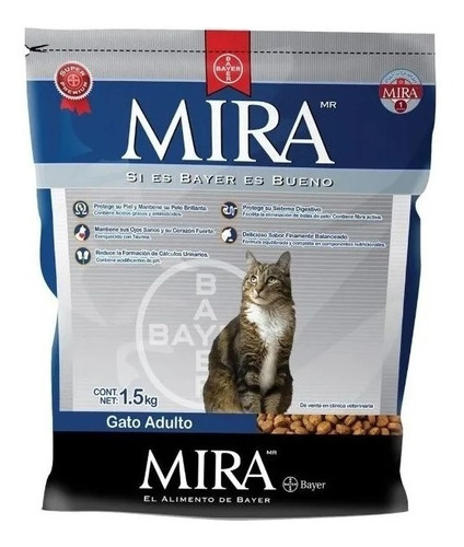 Mira Gato 1.5kg Bayer Alimento Para Gato Croquetas Premium