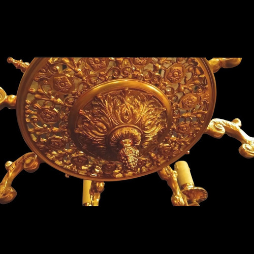 Araña Lampara Francesa Colgante De Bronce Antigua 1154 (Usado)