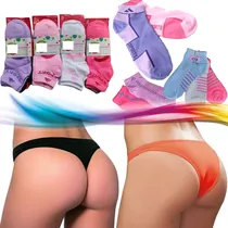 Comprar Combo 6 Bombachas Vedetina + 6 Cola Less + 12 Pares Soquetes