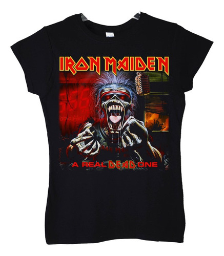 Polera Mujer Iron Maiden A Real Dead One Metal Abominatron