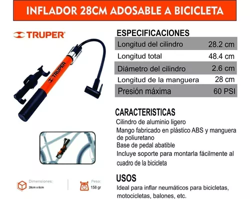 Mini Bomba Manual Para Bicicleta 60 PSI TRUPER