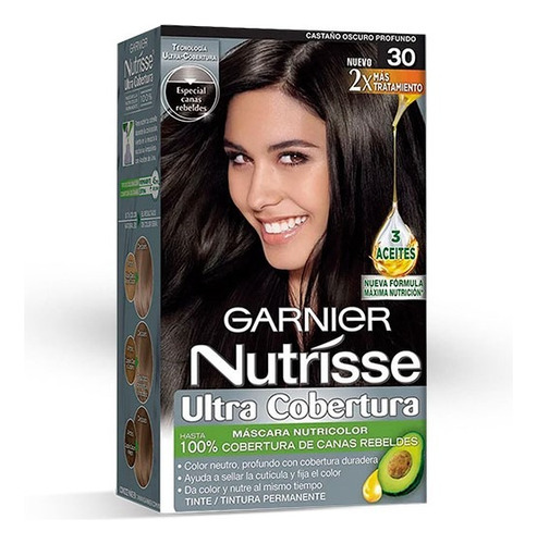 Garnier Nutrisse Ultra Cobertura Tono 30 Castaño Oscuro