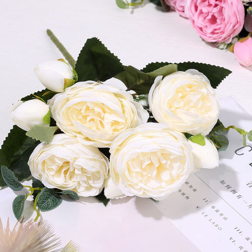 . Bouquet De Peonías, Rosas Artificiales, Flores