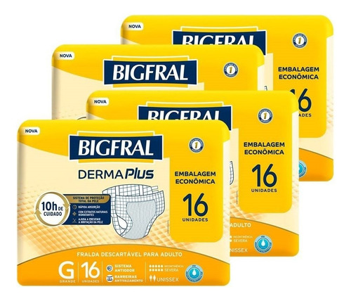 Fralda Geriátrica Bigfral Derma Plus Tamanho G - 4 Pacotes C