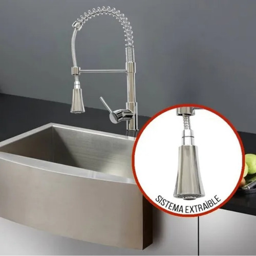 Imagen 5 de 6 de Grifo Llave Monomando Cocina Profesional Rociador Extraíble