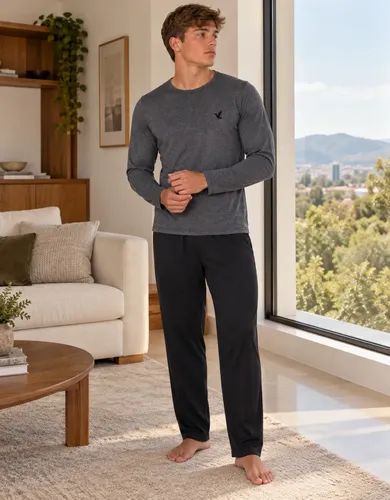 Pijamas De Frio Camisa E Calça De Malha Atacado Masculino