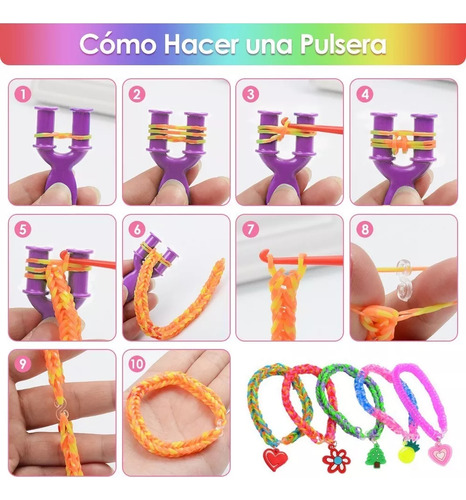 Kit Para Hacer Pulseras De Elástico 23 Colores 1500+ Uds