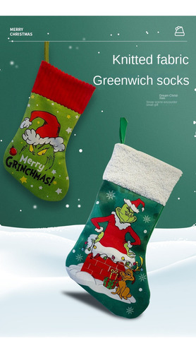 A Juego De Bolsas Regalo Con Calcetín Navideño Grinch 4 Pcs