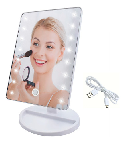 Espejo Luz Led Tactil Gadnic Cuadrado Maquillaje Carga Usb