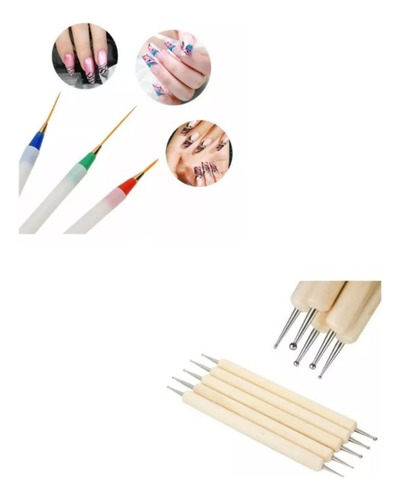 Kit 8 Pinceles Nail Art, Decoración De Uñas  Mymventas