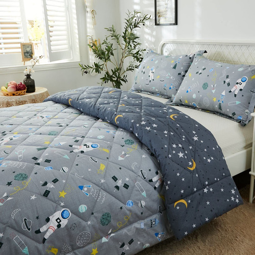 Brandream Juego De Ropa De Cama Espacial Para Niños Y Niñ.