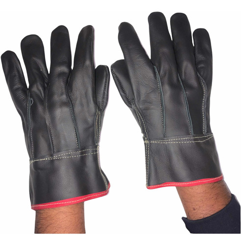 3 Par Guante Operador Corto Negro Piel Res Corto 100%