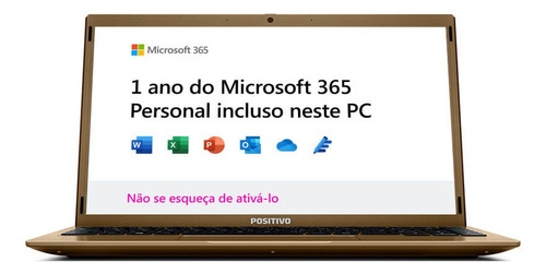 Notebook Positivo Motion Q4128c Qc W10 Inclui Microsoft 365* Cor Dourado