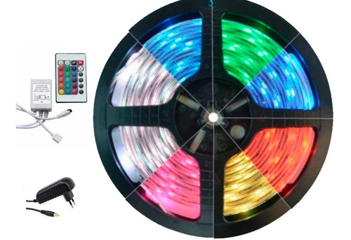 Kit Fita Led Rgb  Multicolorida 5050 + Controle + Fonte