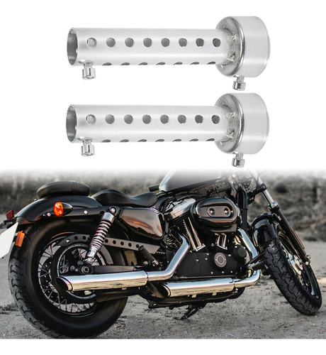 2 Silenciador Escapamento Universal Motocicleta Prata 45mm