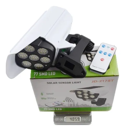 Lámpara Led Panel Solar Y Sensor De Movimiento Tipo Cámara