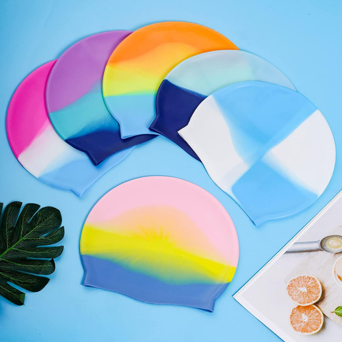 W Gorro De Natacion De Silicona De 6 Piezas Para Ninos Y