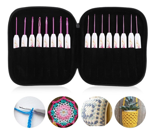Set De Agujas Para Tejer Al Crochet De Aluminio Con Estuche