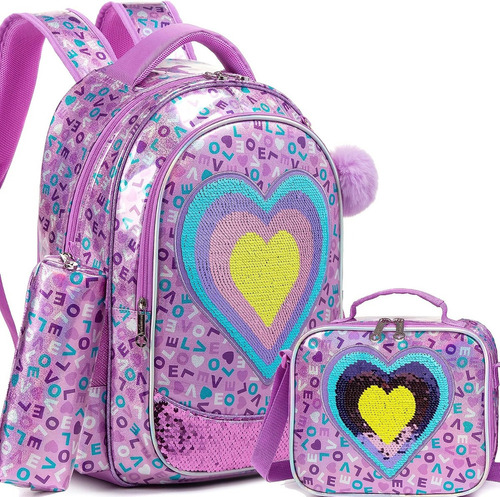 77 Mochila Con Lentejuelas Para Niñas, Lonchera, Guardería