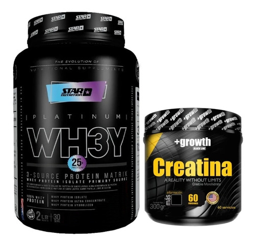 Creatina 300 + Star Nutrition Whey 3 Proteína 2 Lbs