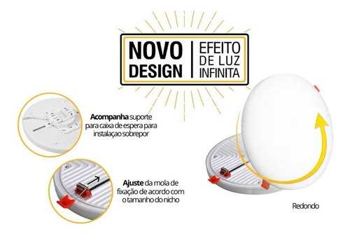 Kit 3 Plafon Led Redondo 32w 3000k, 2 Em 1 Sem Borda F2441